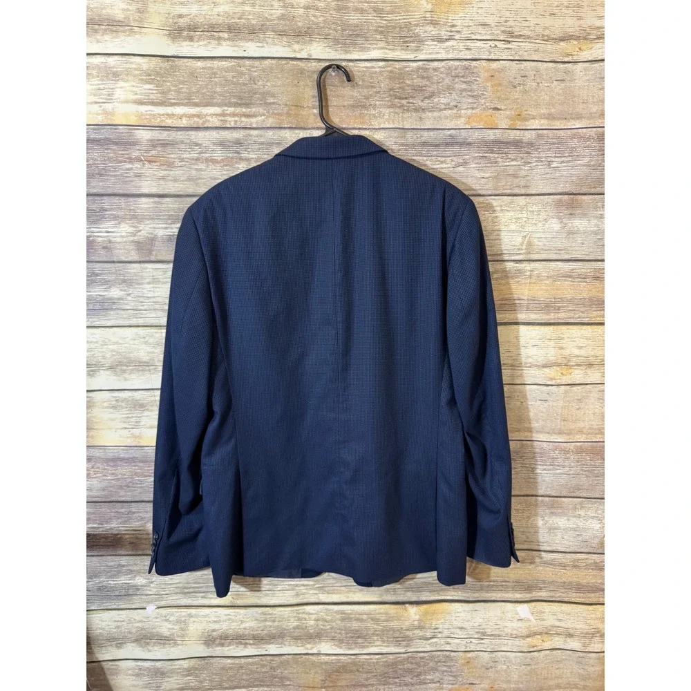 Kenneth Cole Reaction Mens 42R Navy Blue Micro-Texture Two-Button Blazer Jacket